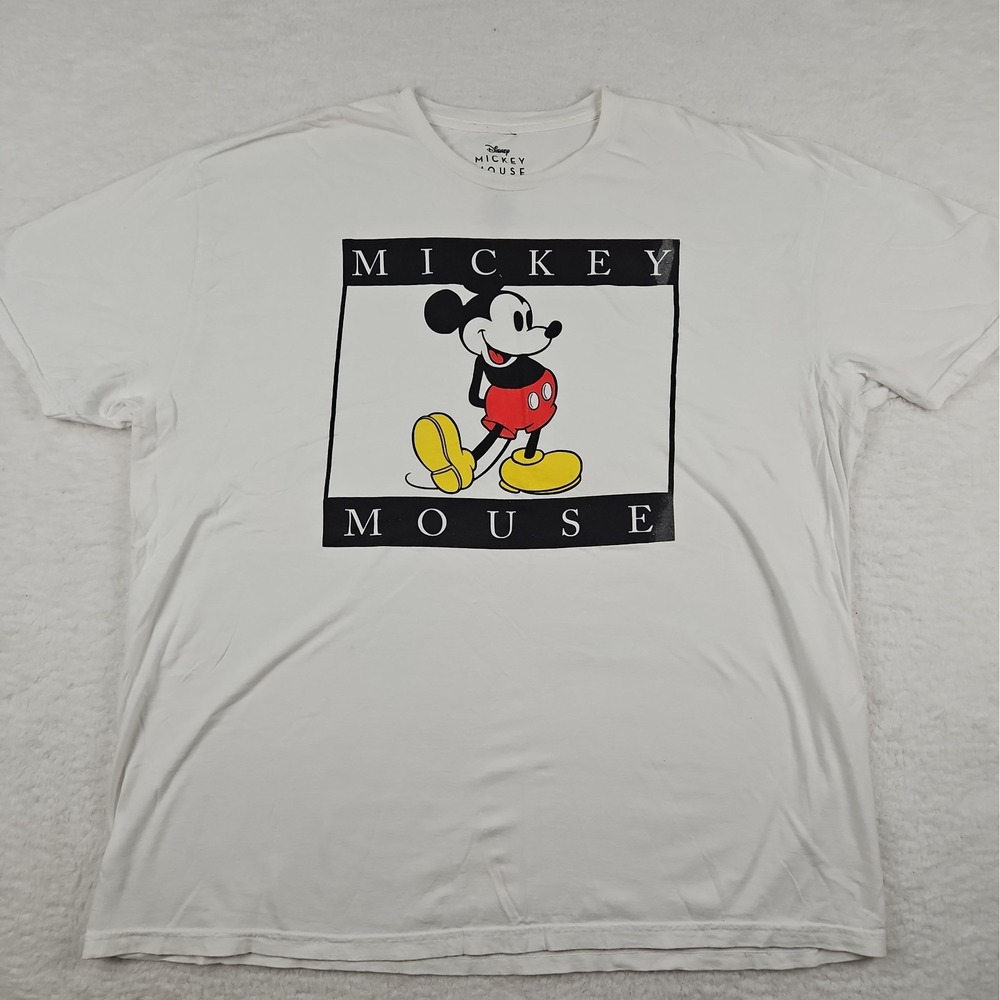 Disney T-Shirt Men's White Size XXL Mickey Mouse Short Sleeve Shirt Vacation
